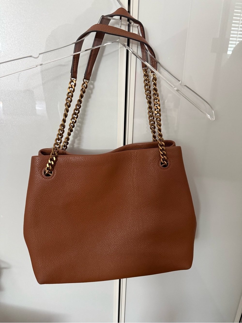 Tory Burch kira leather tote brown brown grained leather snap - Picture 9 of 10